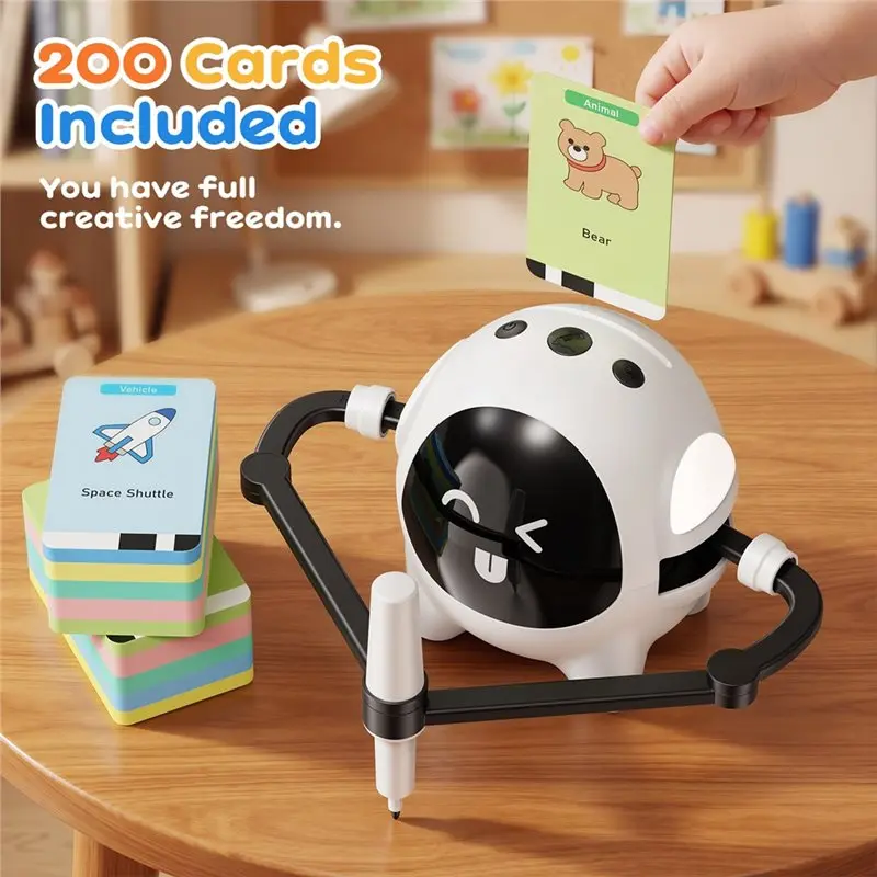 robot-de-dessin-intelligent-pour-enfants-educatif-avec-200-cartes-et-stylos-machine-de-dessin-et-de-jeu-de-cartes-pour-l'apprentissage-precoce