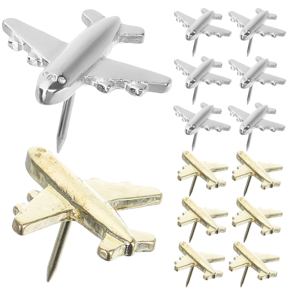 Punaises d'avion en métal, épingles d'avion, décorations de panneau de liège, bouton de bienvenue, clous de bulletin, 24 pièces