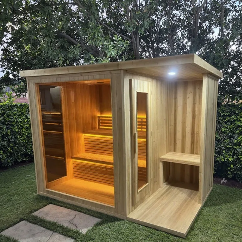 Hemlock Wood Modern Smart Sauna Room Dry And Wet Steam With Shower Bathroom Furniture