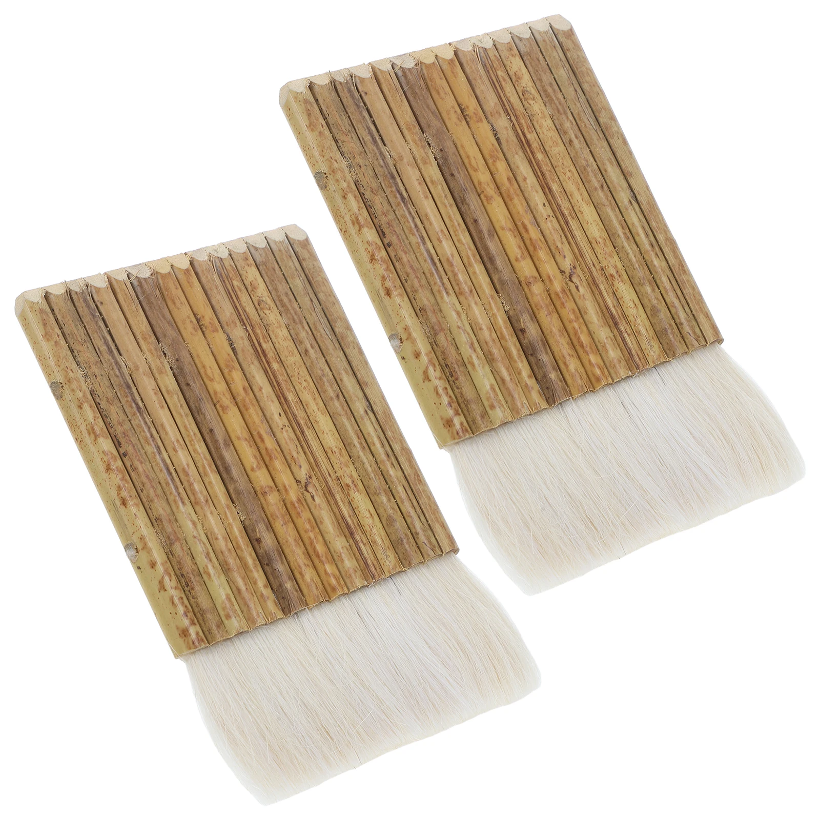 

2pcs Bamboo Handle Brush For Watercolor Oil Wall Painting Ergonomic Portable Art Brush Reusable Detail Paddle Edge