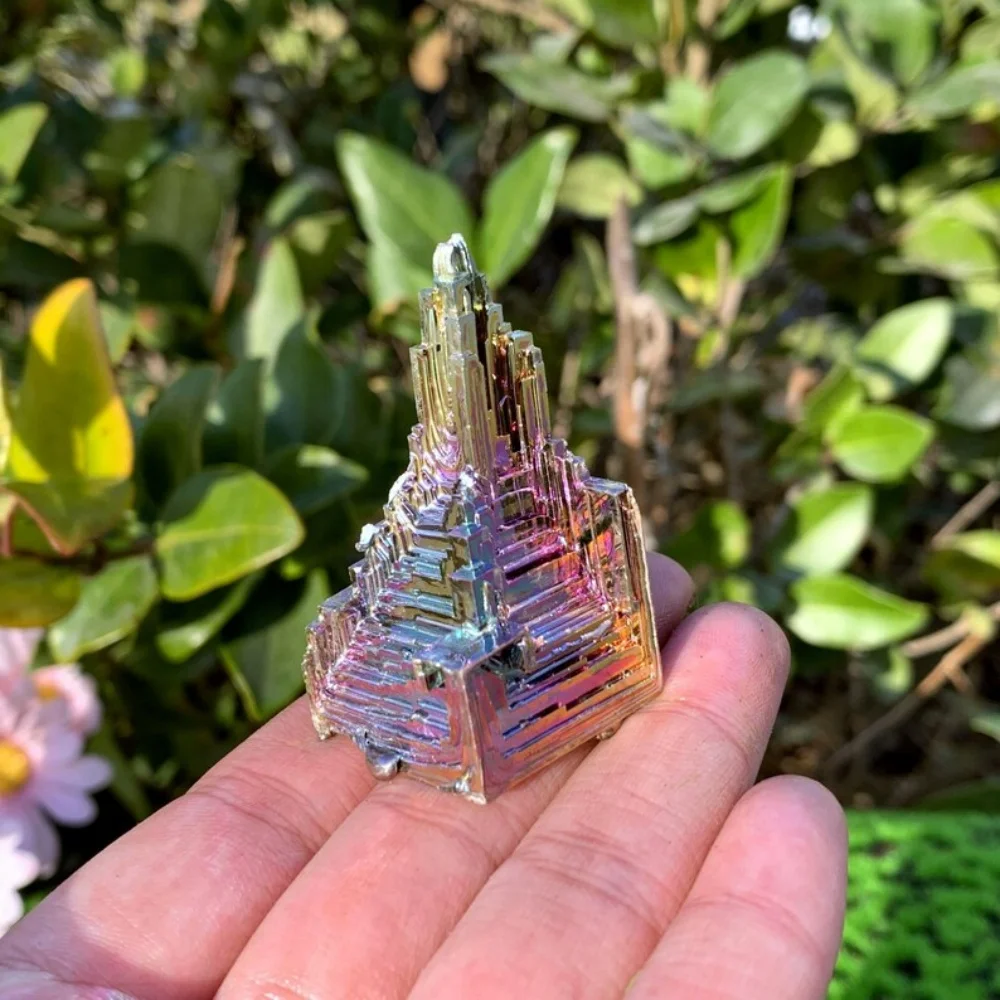 1 قطعة هالة اصطناعية ملونة الهرم قوس قزح هالة خام المعدنية تحصيل عينة زخرفة معدنية ديكور المنزل