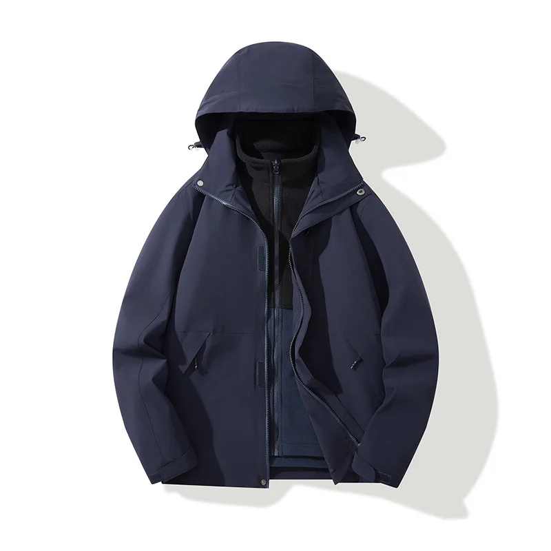 Autumn Winter Outdoor Men's Cold Warm Three in One Fleece Cotton Clothing Sports Leisure Windproof and Breathable Assault Suit