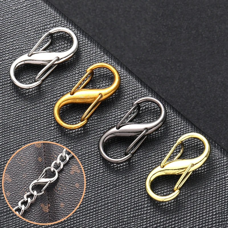 5Pcs Carabiner Alloy S-Shaped Spring Eight-Character Buckle Anti-Theft Luggage Bag Key Adjustment Hook Double Lock Portable Tool