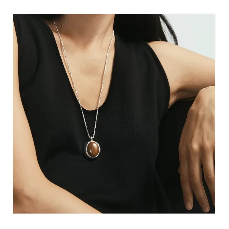

* New Wood Grain Stone Necklace Niche Fashion Exquisite Luxury High-end Wood Grain Stone Bracelet Necklace