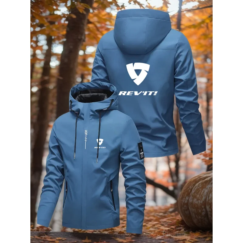 Men's Hooded Jacket, All-Season Windproof Jacket Suitable for Outdoor, Motorcycle, Travel, Leisure - Fashionable Sports Jacket