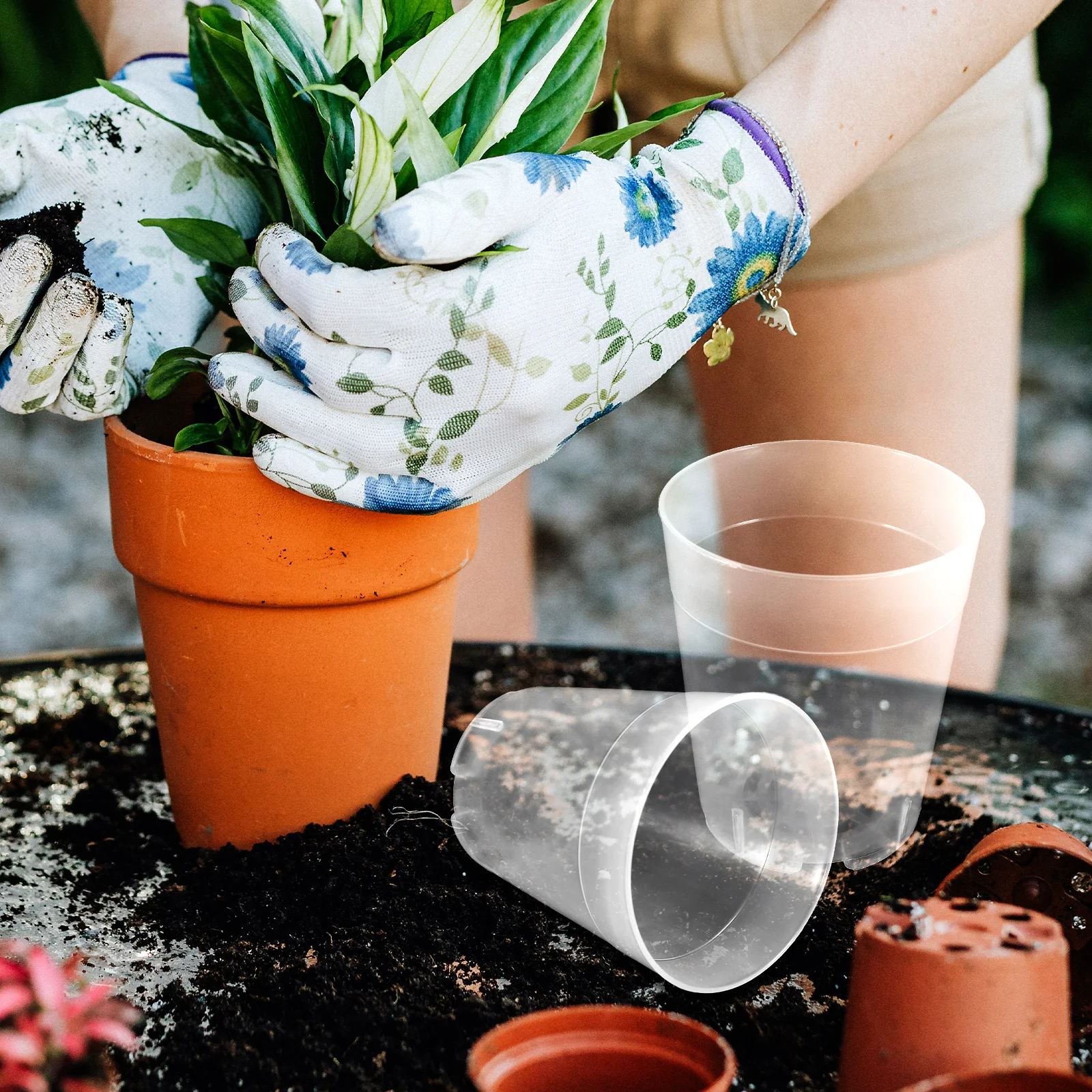 

10 Pcs Nursery Pots Plastic for Indoor Seedling Pot Flowers Succulent Plants Drainage Holes Reusable Durable Smooth