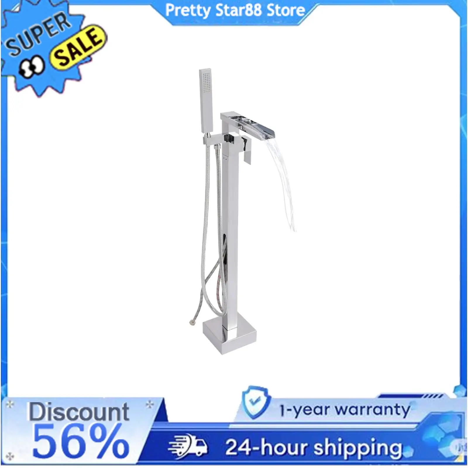 

Отдельно стоящий кран для ванны, устойчивый к ржавчине кран с ручным душем, легко чистящийся кран для ванны для ванных комнат/высококлассных отелей/спа-центров/тренажерного зала