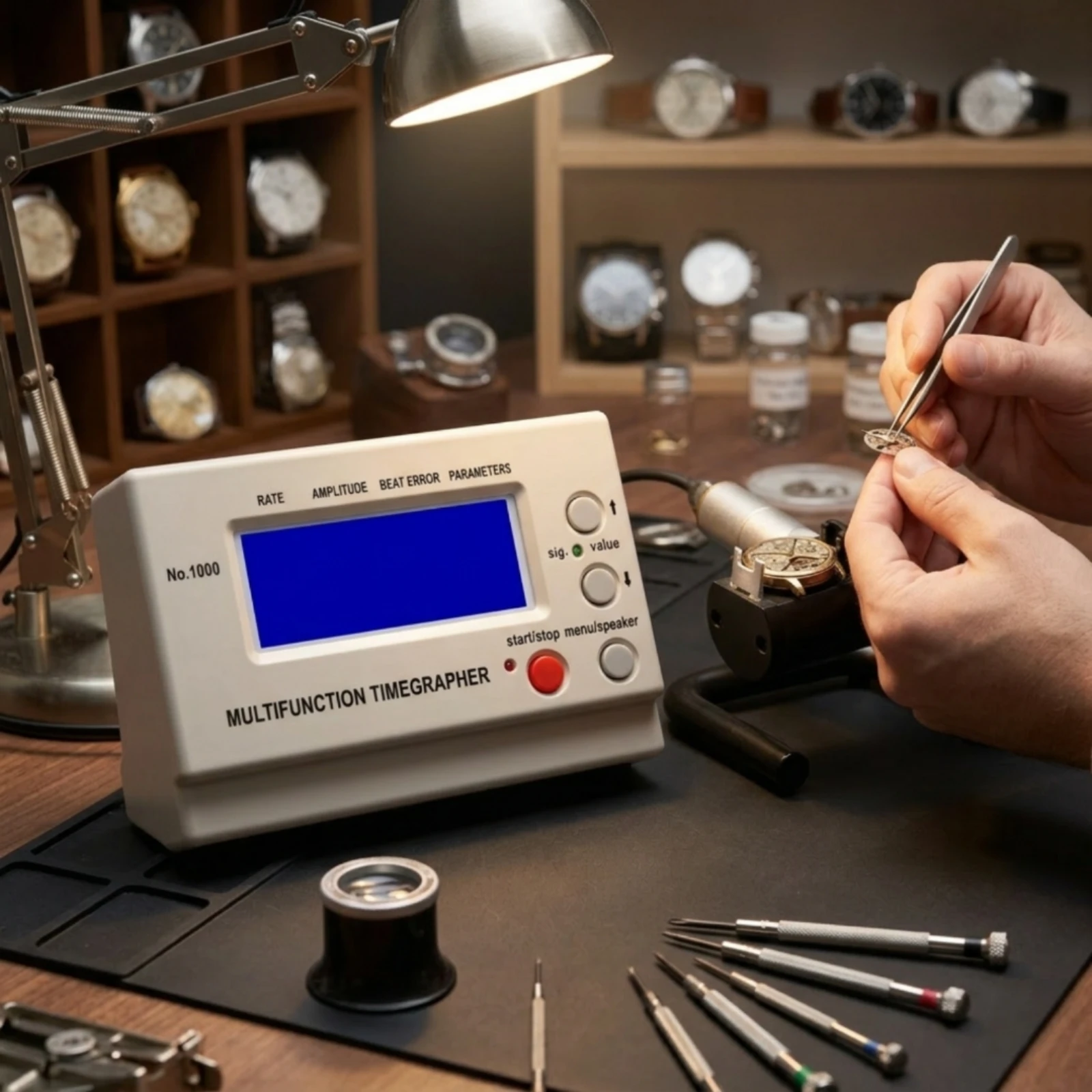Bekijk Timegrapher met sensorc - Timegrapher Watch Calibration Timing Machine recensie en prijs