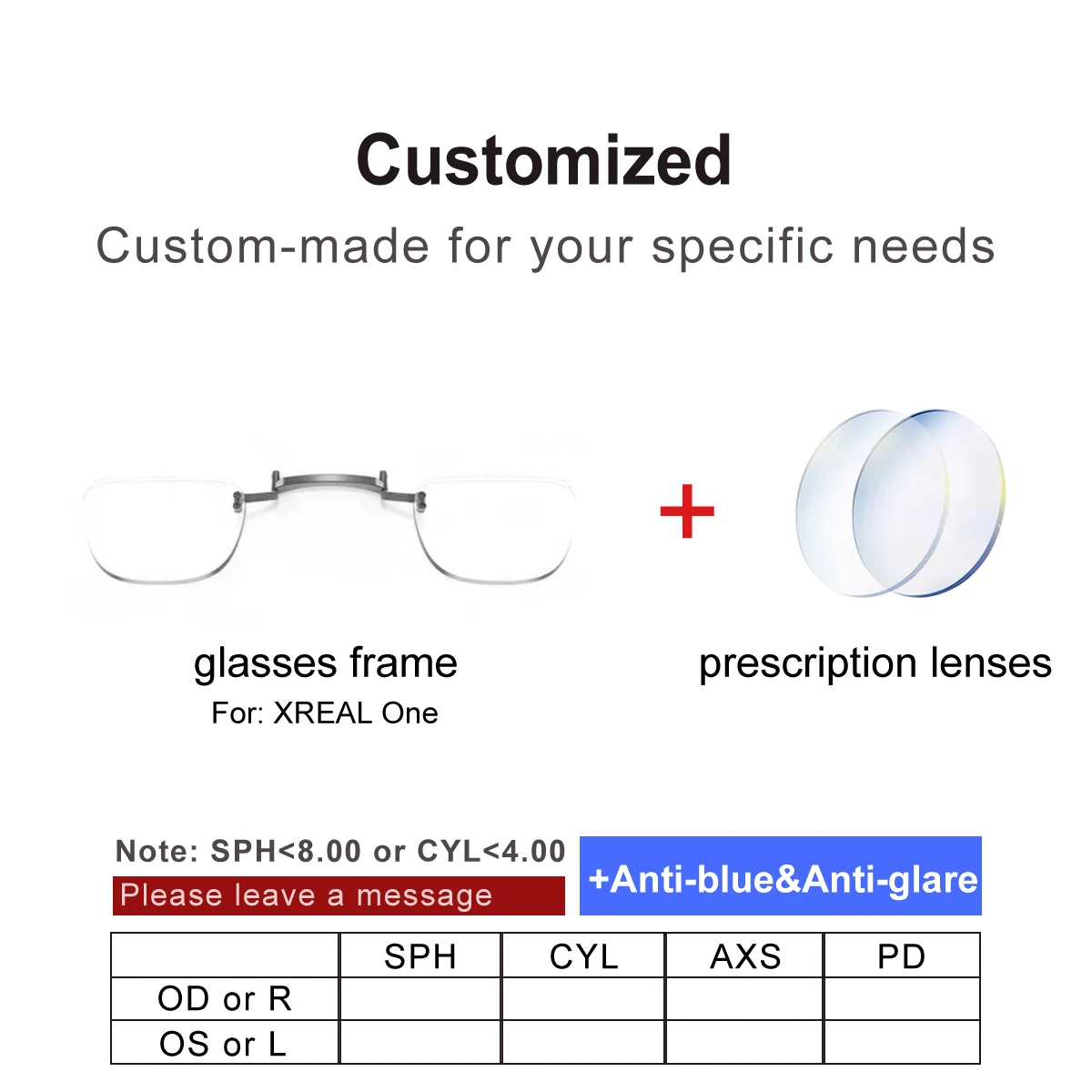 Verschreibungspflichtige Brillengläser für Xreal Air/Air 2/Pro/One AR Smart Glasses, individuelle Gläser für Myopie, Hyperopie, Astigmatismus, Anti-Blau-Brillen – Detail 8