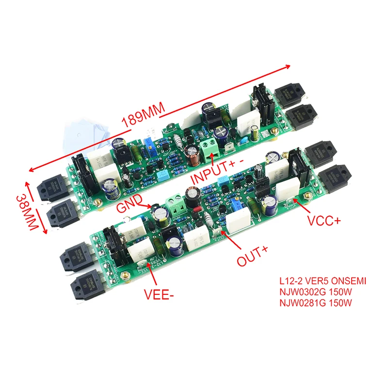 2PCS Audio L12-2 Power Amplifier Kit 2 Channel Ultra-low Distortion Classic AMP DIY Kit Finished Board