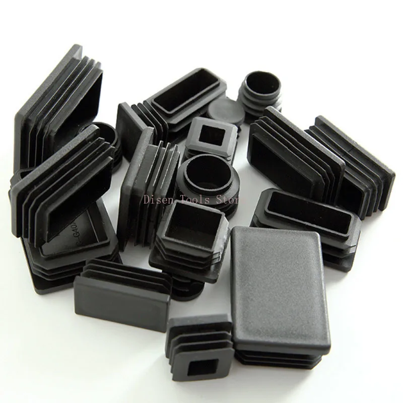 10x10 مللي متر ~ 100x100 مللي متر أسود تقطيع نهاية غطاء الأنابيب التوصيل البلاستيك مربع أنبوب المقابس الداخلية #4