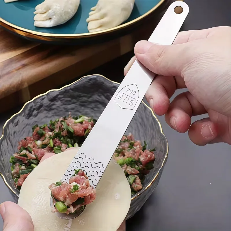 Stainless Steel Dumpling Spoon, Flat Stuffing Shovel Filling Spatula, Practical Dumpling Making Tool Household Kitchen Gadget
