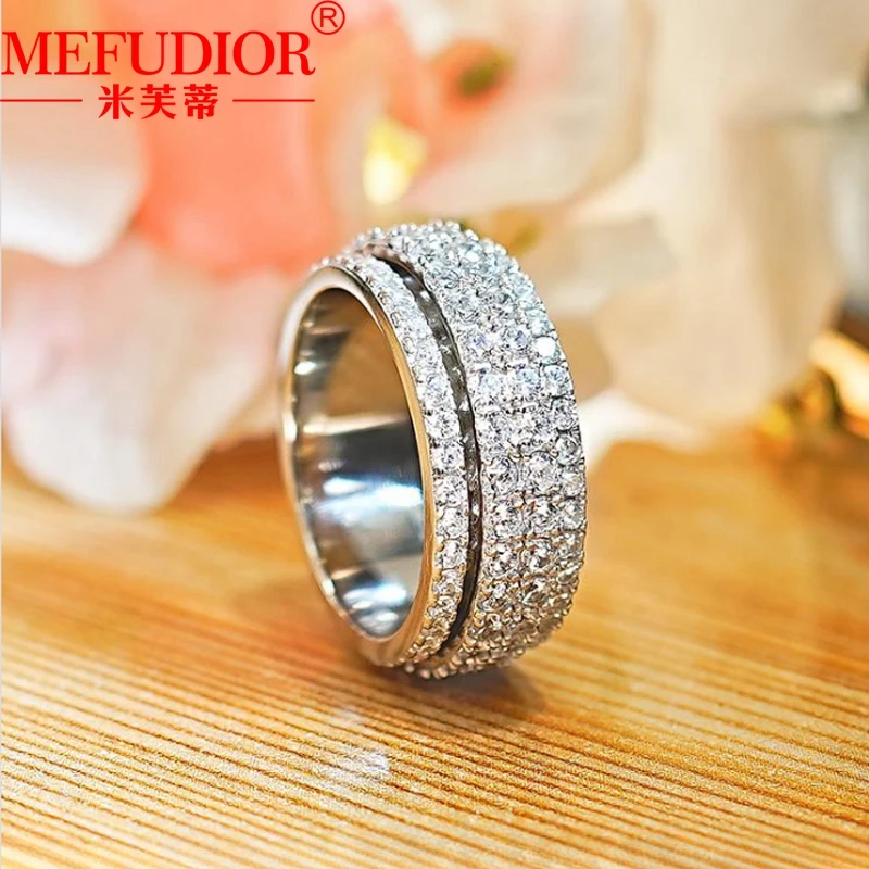 S925 Sterling Silver Moissanite Full Diamonds Wedding Rings for Women Couple Full Diamonds High Quality Luxury Band Jewelry Gift