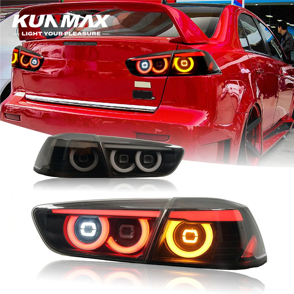 Pair Of Car Tail Light Assembly For Mitsubishi Lancer 2008-2018 LED Brake Flowing Water Flicker Plug and Play Taillamps