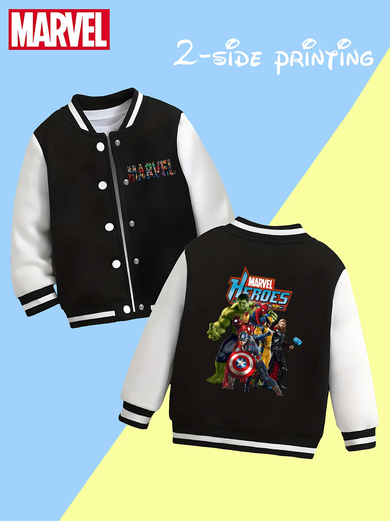 

MINISO Marvel Boys Baseball Jacket - Avengers Heroes Assemble soft fabric, daily wear, trendy