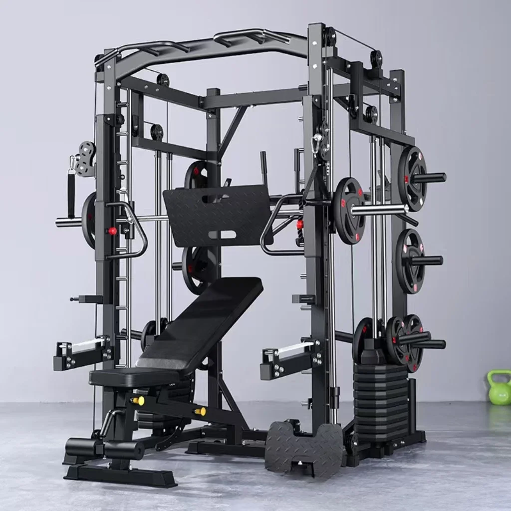 Venta al por mayor, máquina Smith multifuncional moderna, barra ajustable duradera, estante para sentadillas, equipo de gimnasio para entrenamiento físico Unisex