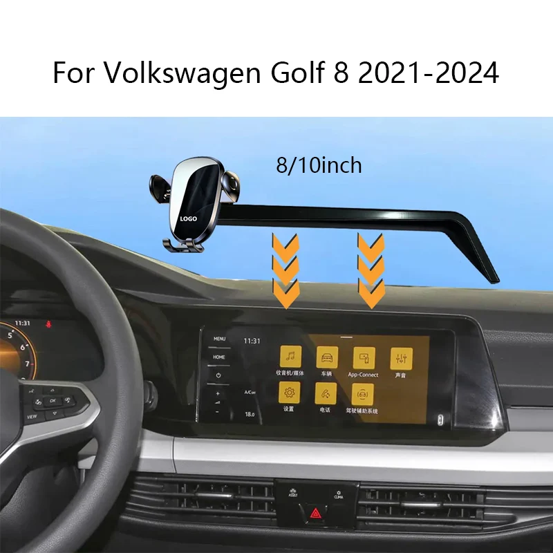 الملحقات الداخلية حامل هاتف السيارة ل Volkswagen VW Golf 8 MK8 2021 2022 20223 2024 قاعدة الشاشة شحن لاسلكي