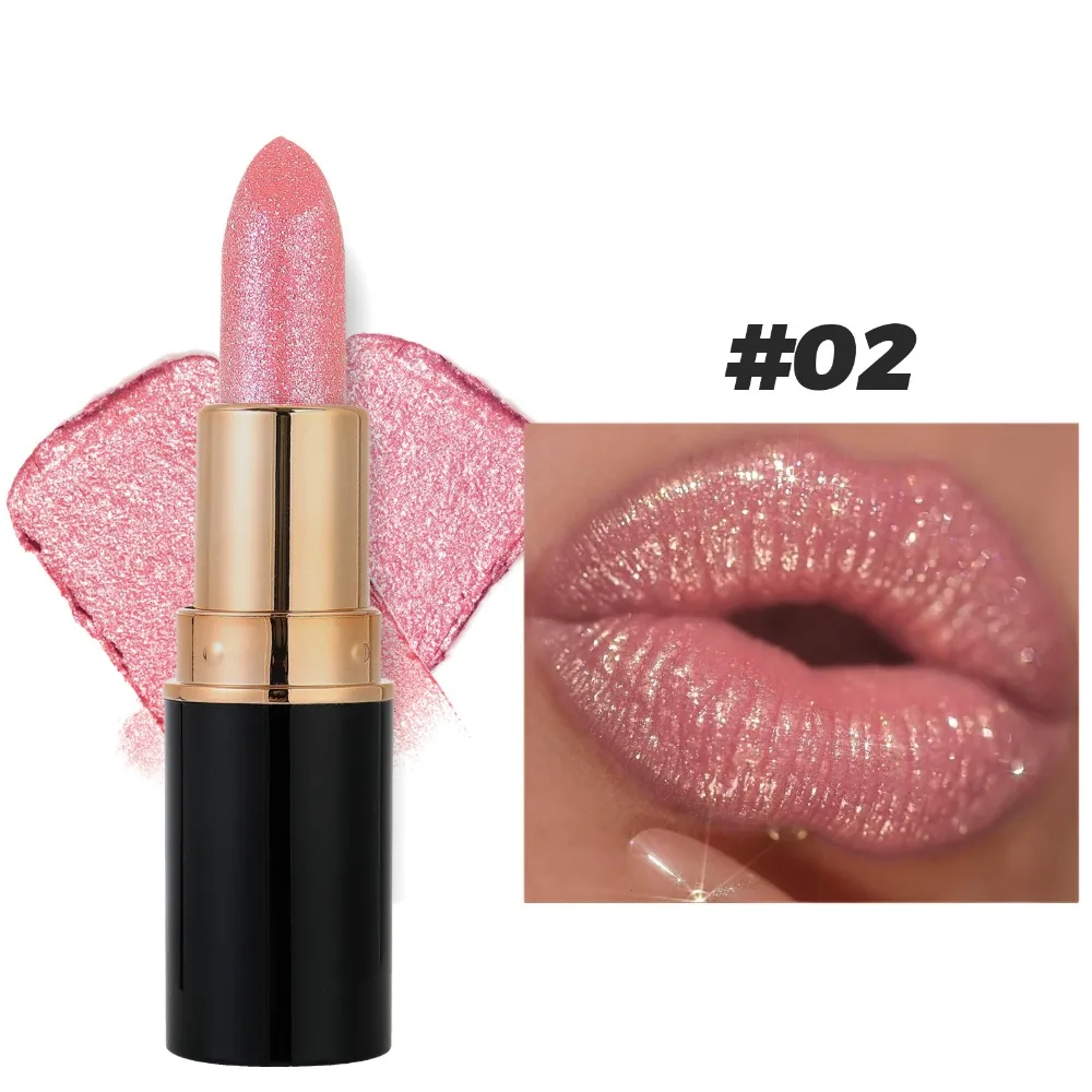 

6 Colors Glitter Metallic Lipstick Long Lasting Moisturizing Diamond Pearlescent Lipstick Waterproof Lip Makeup Sexy Lip Gloss