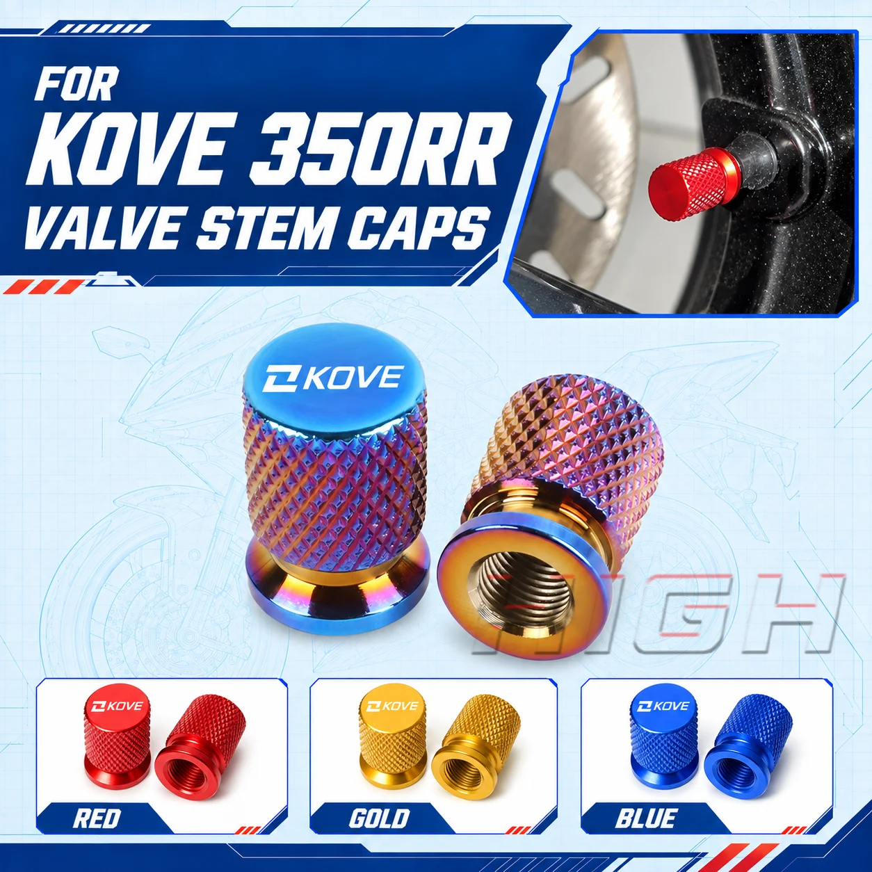 FIT FOR KOVE 350RR RR 350 RR350 rr 350 350 rr modified leak-proof tire valve cap