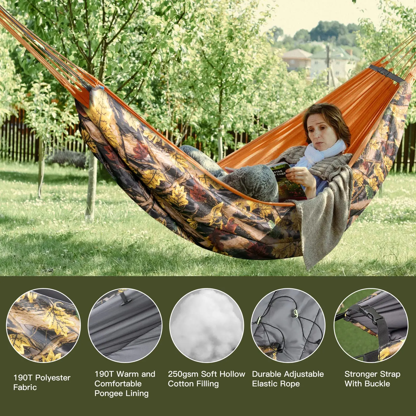 Night Cat Hammock Underquilts Sleeping Bag Single Insulated Under Blanket 4 Seasons Lightweight Soft Warm 5-20℃ 8x3.6ft