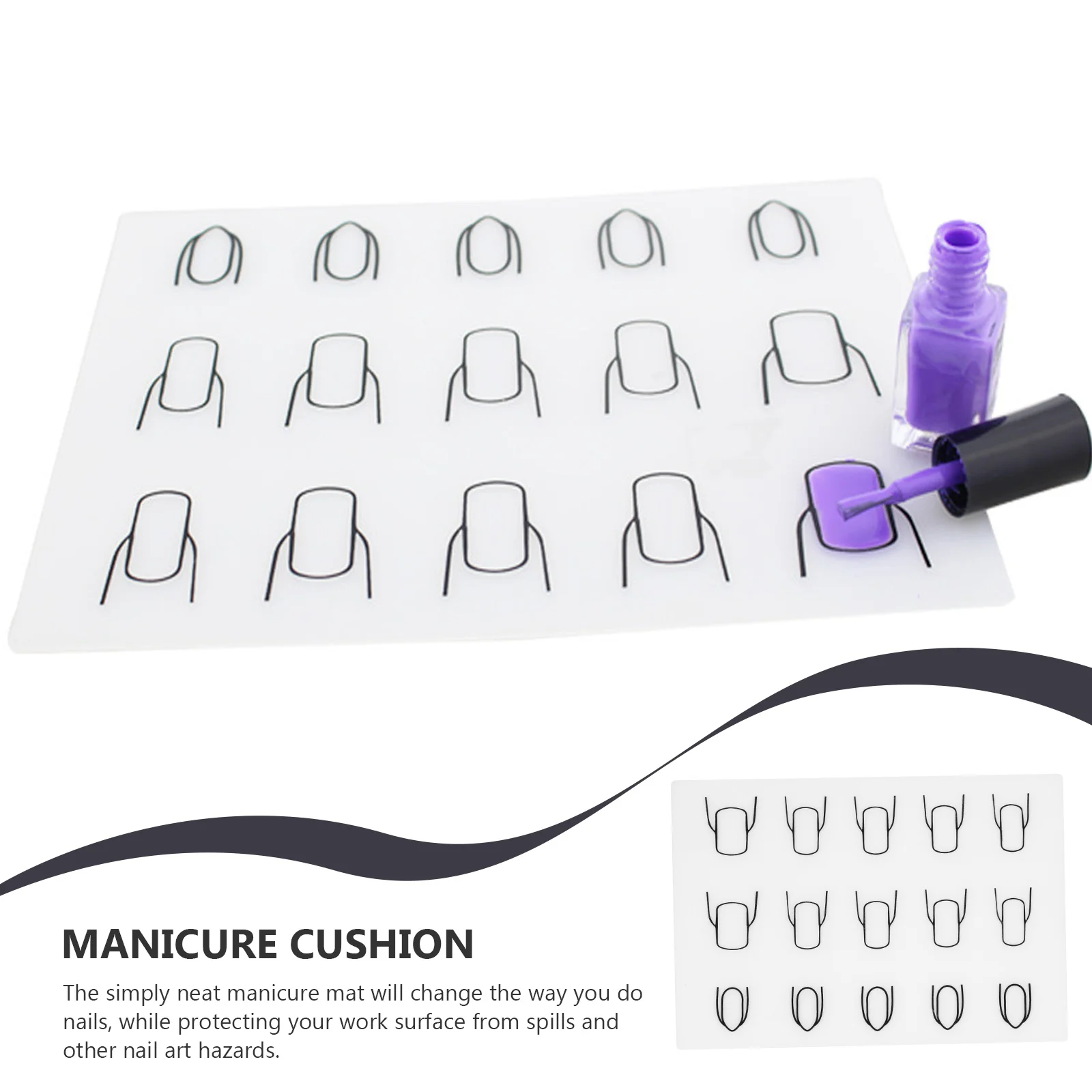 

2pcs Silicone Art Practice Reusable Manicure Coloring Mat Washable Nail Stamping Mat Salon Supplies For Glitter Polish