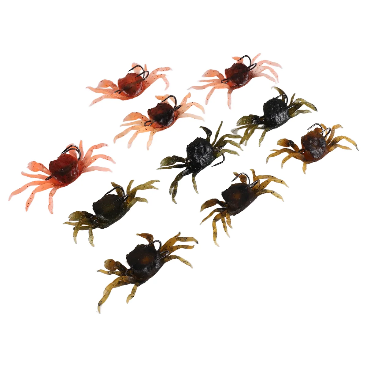 10 Pcs Crab Bait, 3D Simulation Crab Soft Bait with Pointed Hook, Sea Fish Bait Buckle, Sea Fish Fishing Tackle Tools