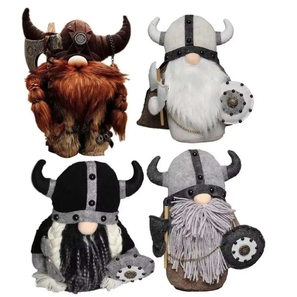 Scandinavian Style Viking Warrior Gnome Doll Ornament Kawaii Viking Warrior Dwarf Toys Durable Cute Faceless Gnome Elf