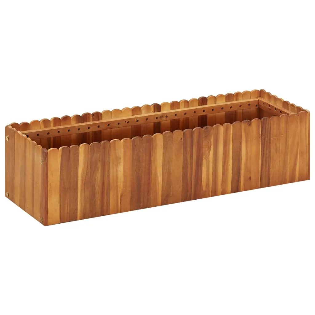 VidaXL-Lit SuréWerde Jardin en Bois d'Acacia Massif, Pots de Fleurs, Accessoires de Plantation, Conteneur de Plantes, 100x30x25 cm