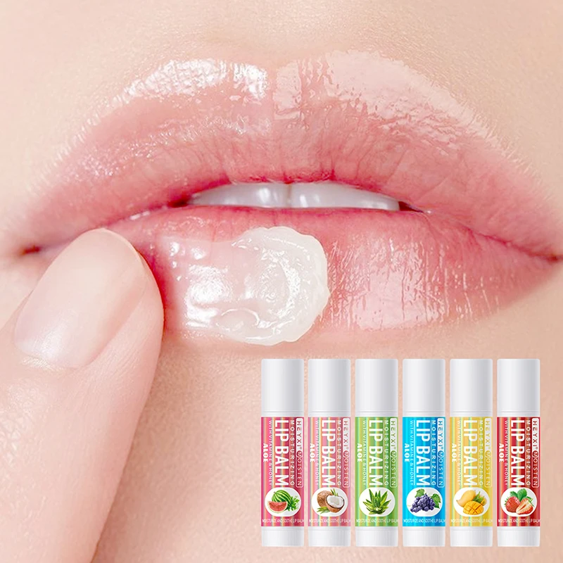 Batom transparente claro hidratante, bálsamo labial de frutas, brilho labial hidratante de longa duração, gel base, cosméticos, 6pcs