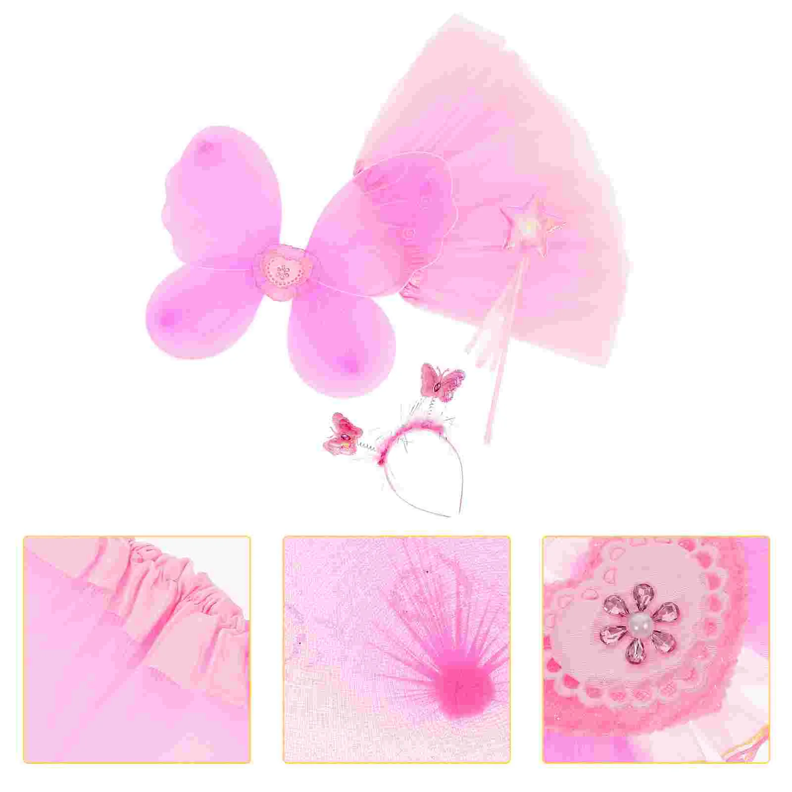 

Woman Butterfly Wings Four Piece Set Kids Clothes Child Ladybug Dress