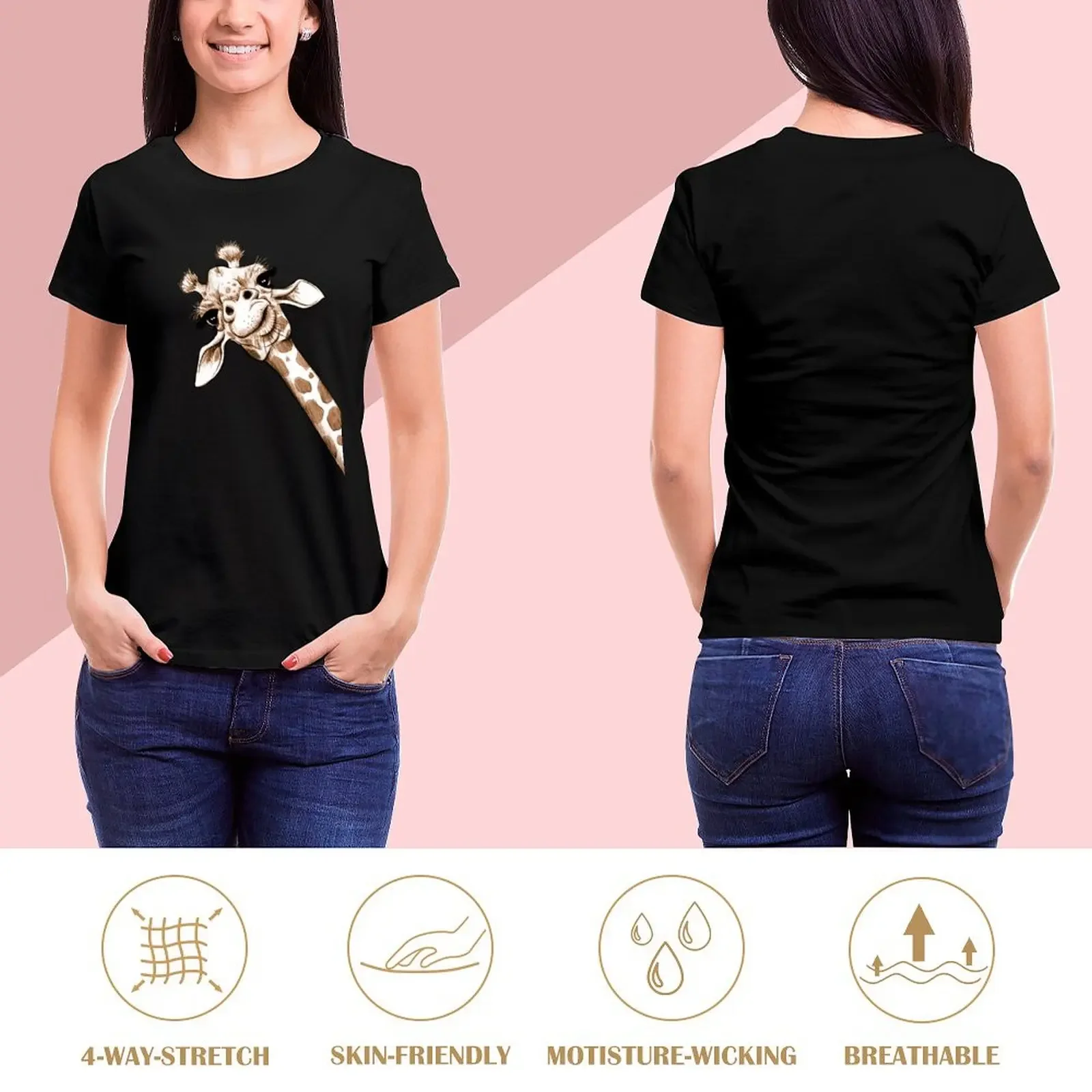 Sketch Giraffe Art T-Shirt cute clothes anime clothes t-shirt dress for Women plus size sexy