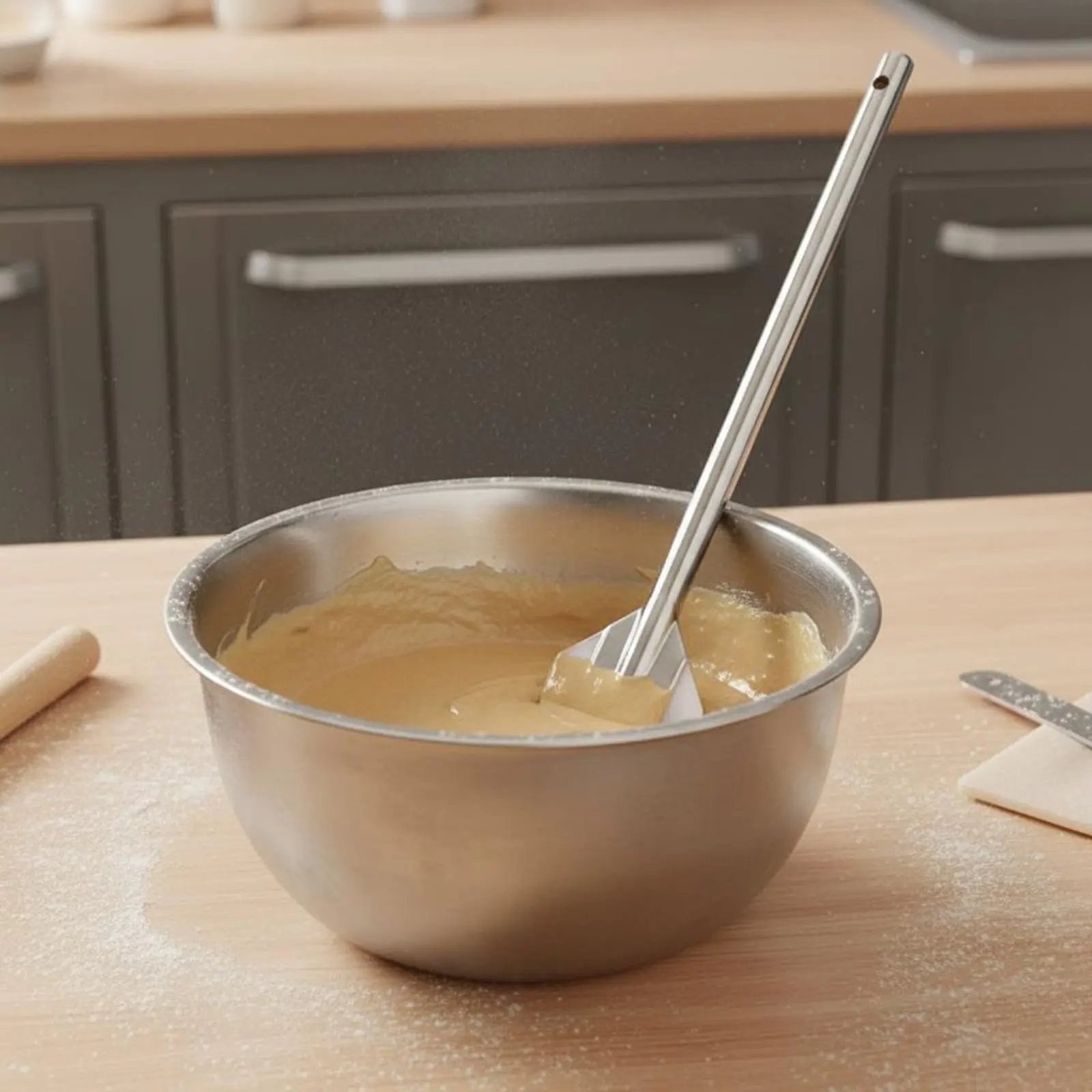 Stainless Steel Mixing Paddle Multi Purpose Stainless Steel Stirring Stick Cooking Tool Corrosion Resistant for Restaurant