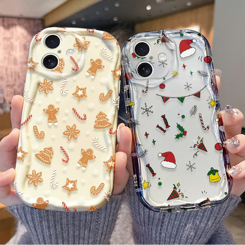 عيد الميلاد اليقطين كاندي حافظة شفافة آيفون 17 الهواء 16E 16 15 14 زائد 13 12 11 برو ماكس SE 2020 SE4 7 8 لينة سيليكون الغطاء الخلفي