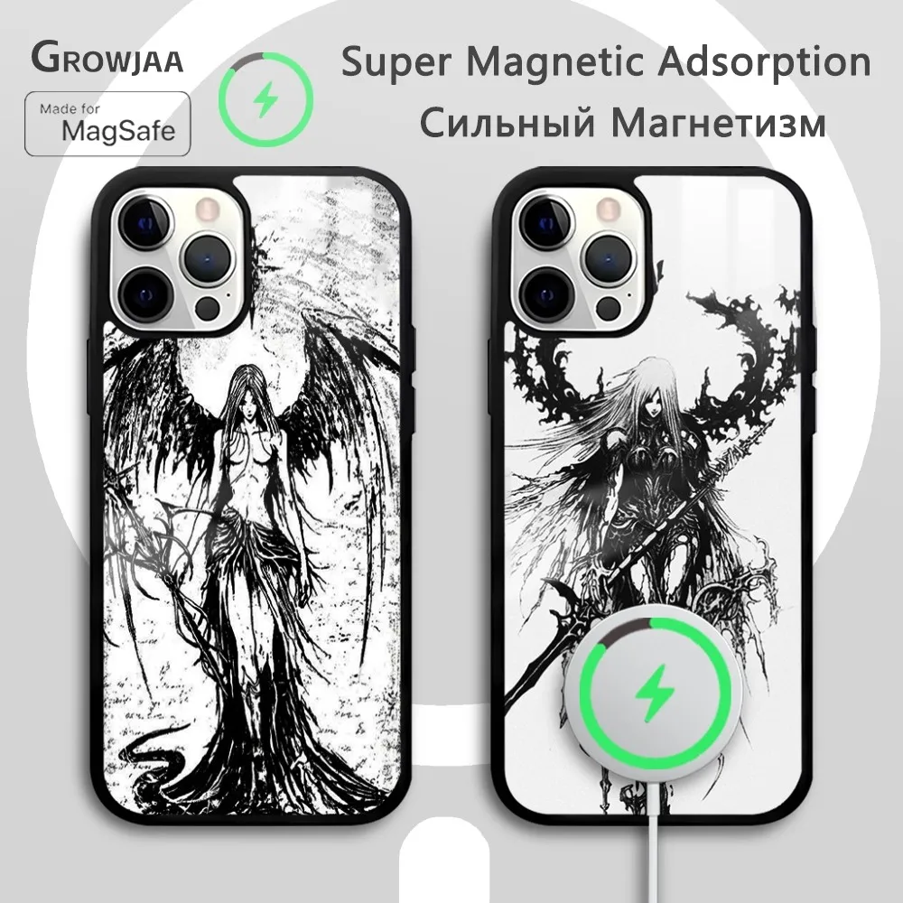 

Fashion Gothic Sculpture Girl Phone Case For iPhone 16 15 14 13 12 11 Pro Max Plus Mini New Magsafe Mirror Wireless Magnetic Cov