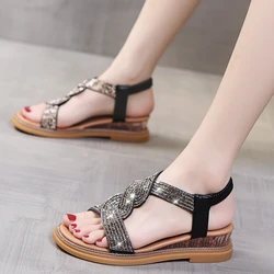 Women's Roman Sandals 2023 New Fashion Rhinestone Summer Retro Peep Toe Beach Women's Shoes Women's Sandals Zapatillas Mujer