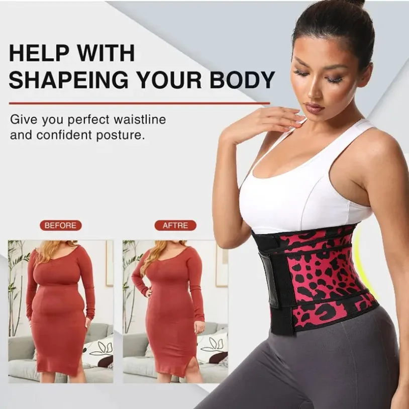 Faja moldeadora de cuerpo de vientre plano para mujer, entrenador de cintura, Control de barriga de leopardo, ropa moldeadora de Fitness para pérdida de peso