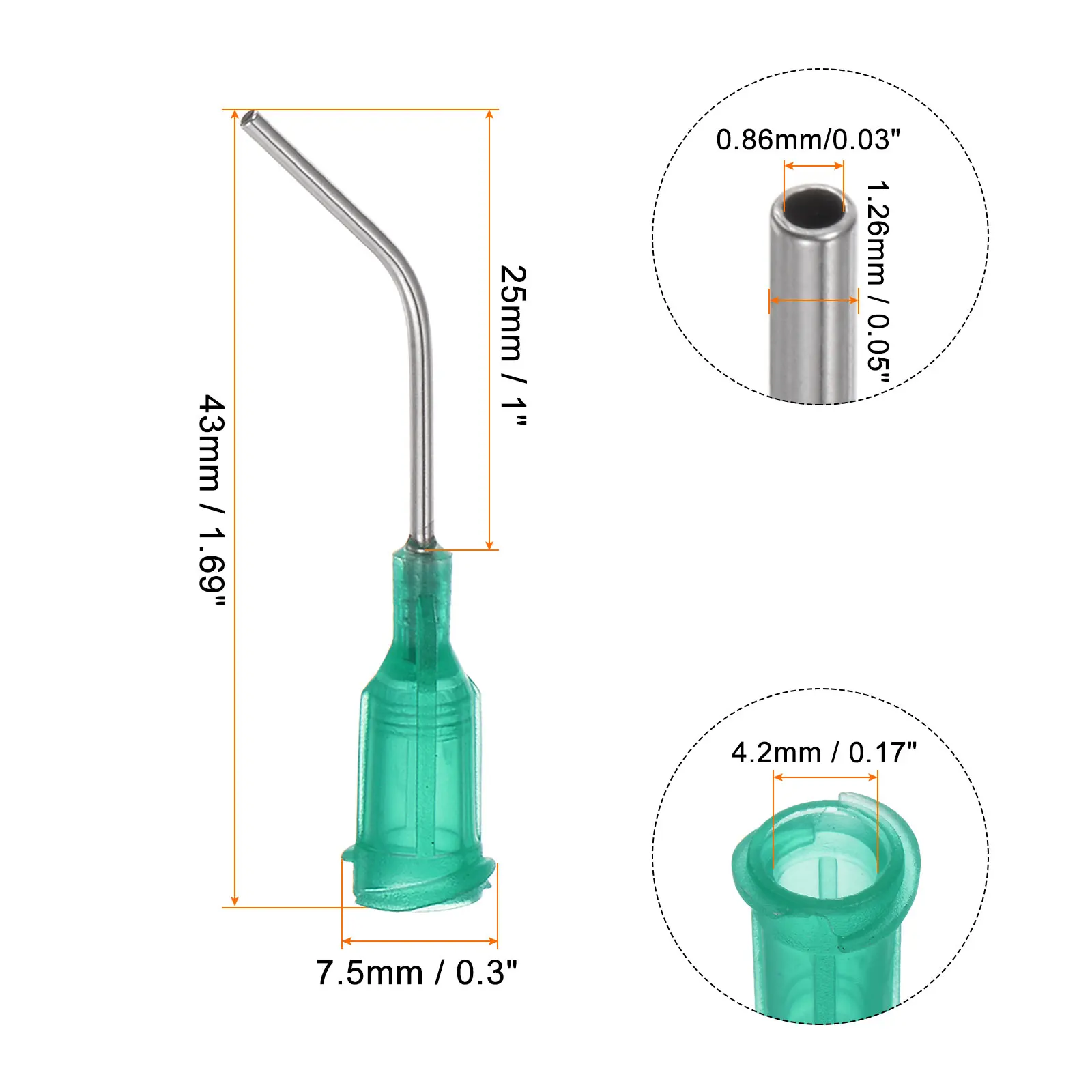 60pcs Blunt Tip Dispensing Needles 18G 19G 20G 22G 23G 24G 26G 27G 1" Bent Needle for Liquid with Luer