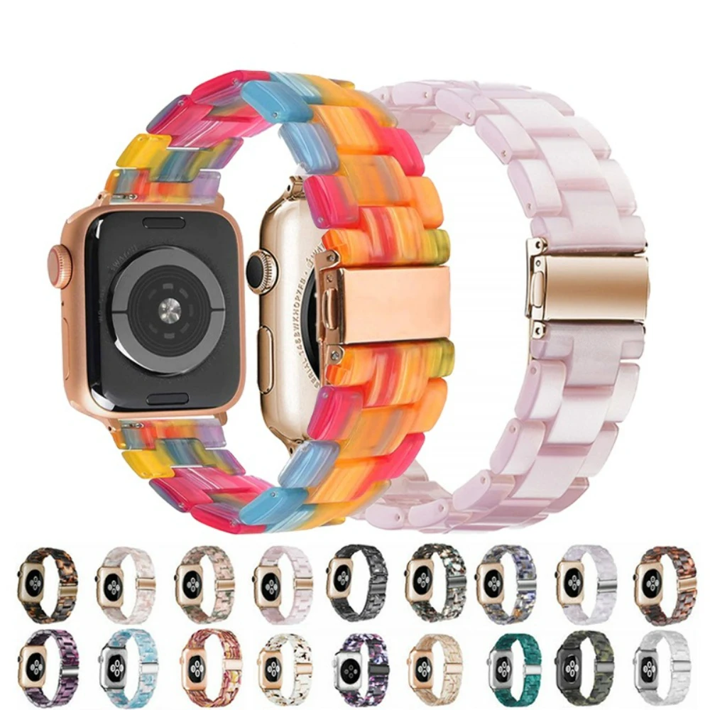 Resin Strap for Apple Watch Band 49mm 45mm 41mm 44mm40mm 42mm38mm Women Color Bracelet Wristband for iWatch Series Ultra 87654SE