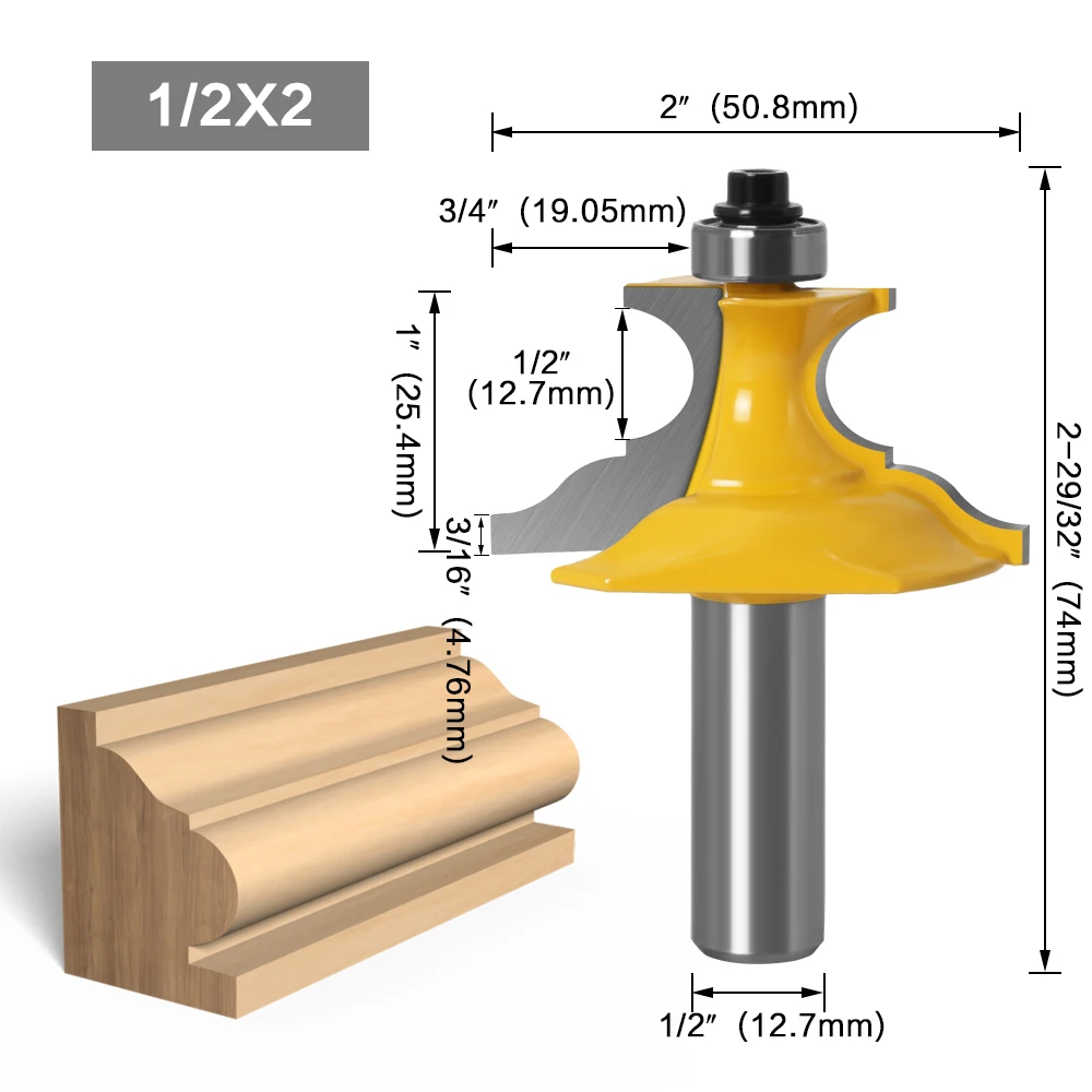 1PC Pedestal Base & Small Furniture Molding Router Bit - 1/2