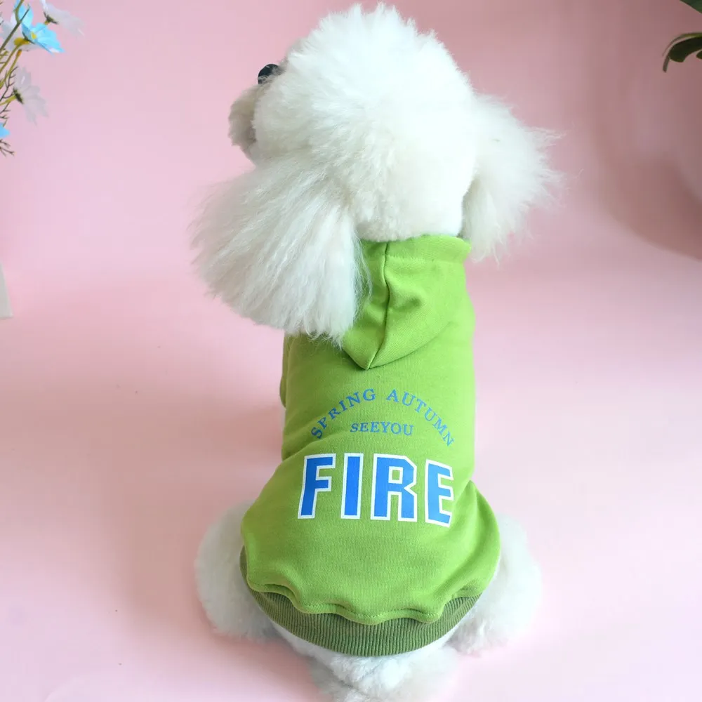 New Dog Clothes Hooded Fur Sweater with Hat Warm Print Patten Coat for small Puppy Dogs