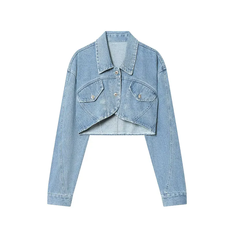 TFAFXY 2026 Spring Casual Chic Denim Women Short Jackets Long Sleeve Coat Fashion Streetwear Jacket