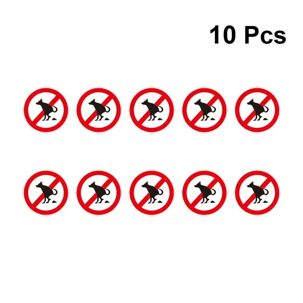 10 Sheets Waterproof Sticker No Pet Pooping Sign Smooth Surface Ideal Warning Signs Environment Sign Decal
