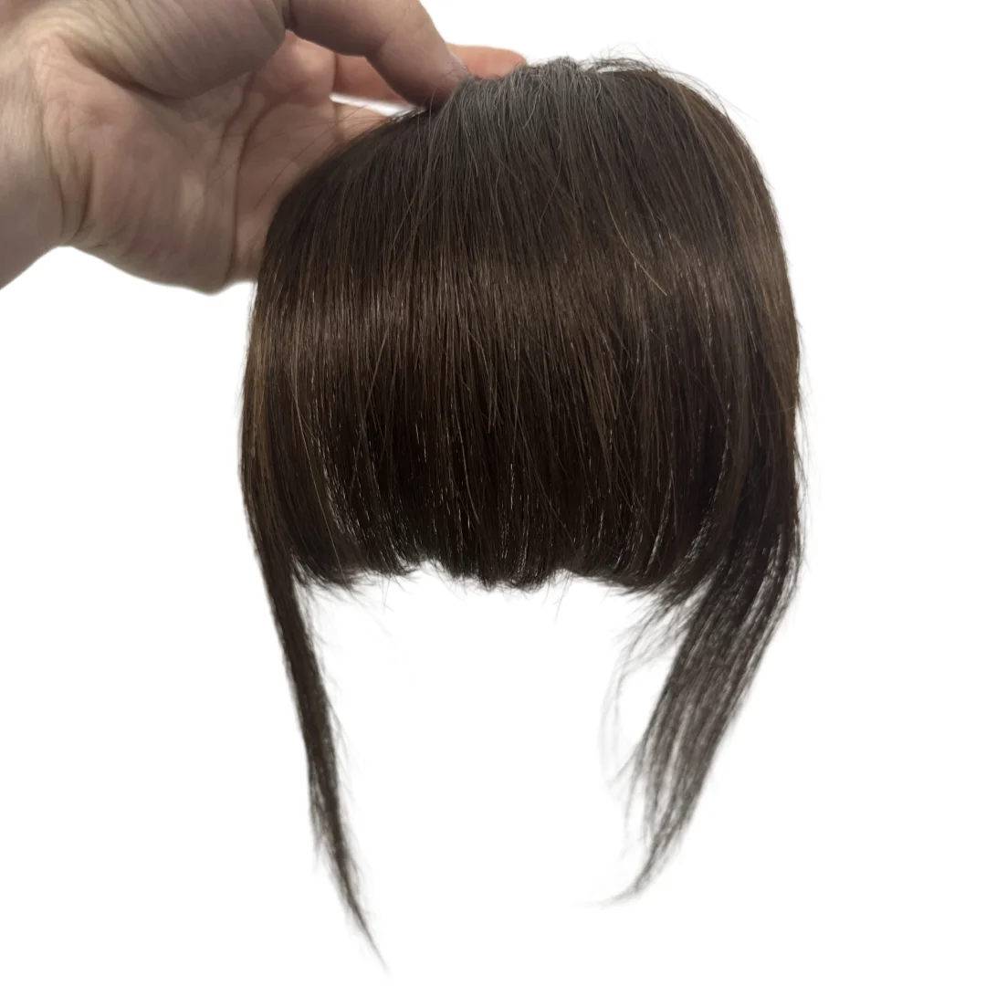 Clip en flequillo francés, cabello humano Real, flequillo, postizos para mujer, flequillo falso, flequillo de muñeca, corte limpio