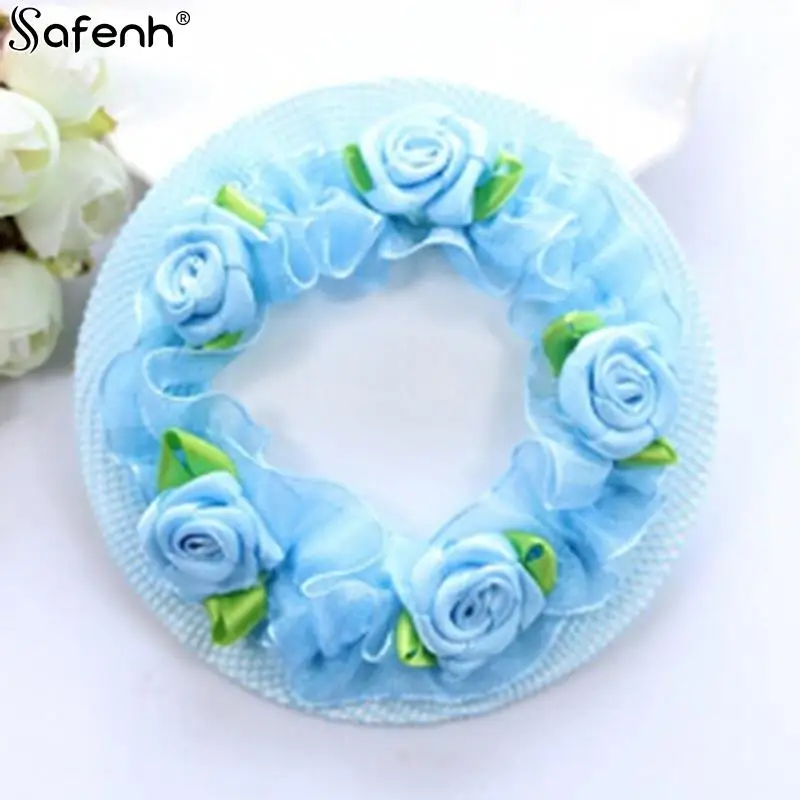 1Pcs Girls\' Cute Kawaii Flower Lace Reusable Bun Hair Nets For Dancers Kids\' Bun Net Cover Hair Accessories Ballet Dancewear