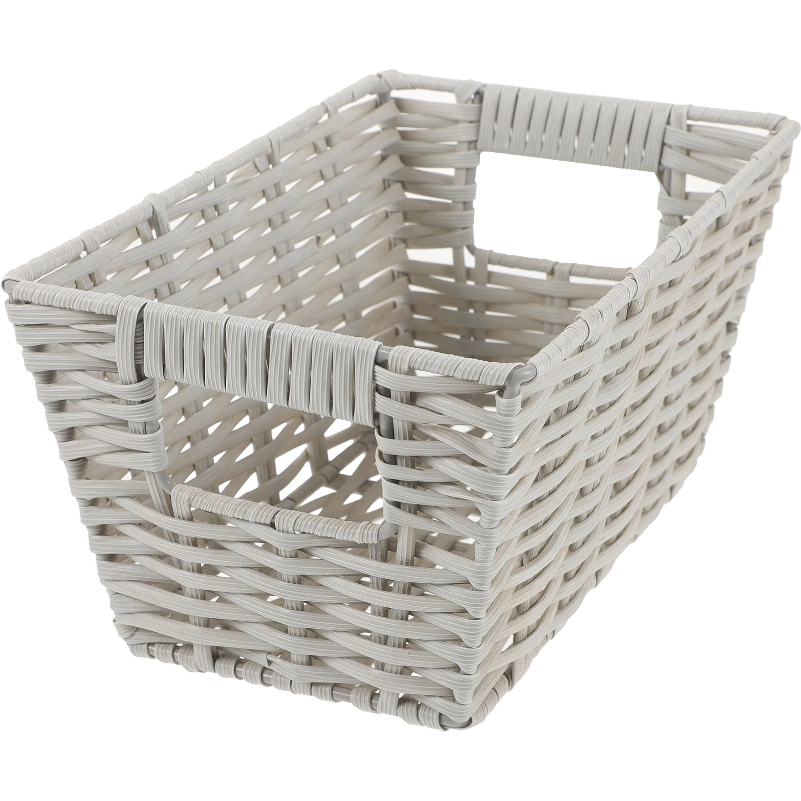 

1pcs Woven Storage Baskets Organizer Decorative Basket for Shelves Large Capacity Shelf Bin Plastic Rattan