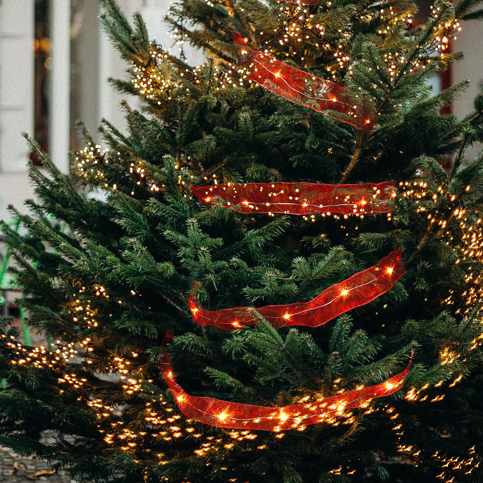 

Christmas Ribbon String Light Creative Xmas Tree Pendant Party Decor LED Hanging Ornament Decorative String Lamp for Holiday