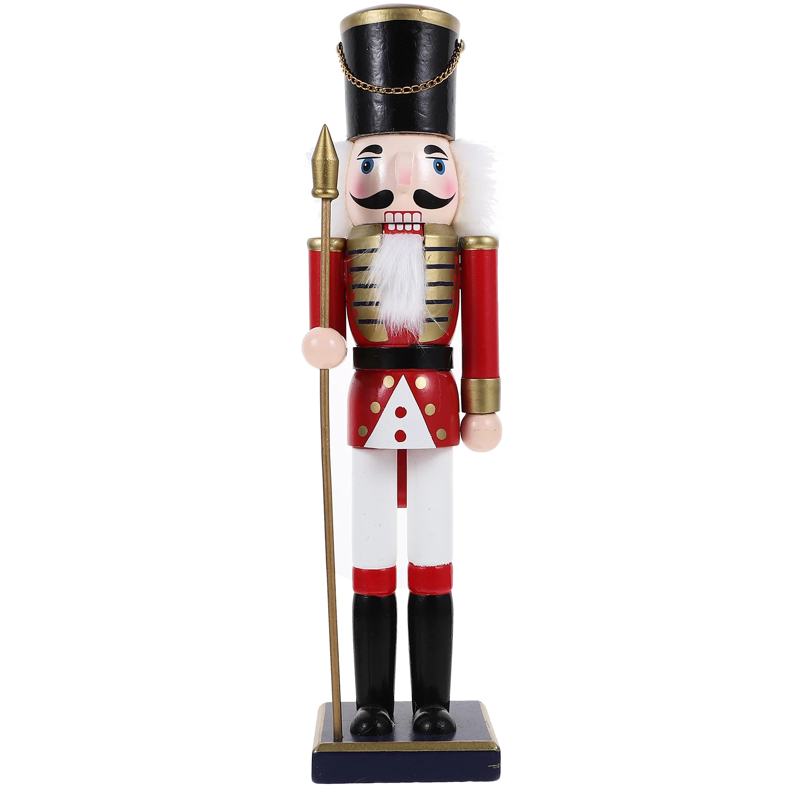 

Christmas Nutcracker nament Red Scepter 38CM Wood Figurine Xmas Gift Decor Desktop Table Home Wooden Puppet Mini Model
