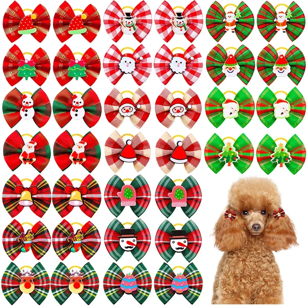 50PCS Wholesale Christmas Decorate Dog Bowties Dog Cat Collalrs Christmas Grooming Pet Neckties Bandana Small Large Dog Supplies