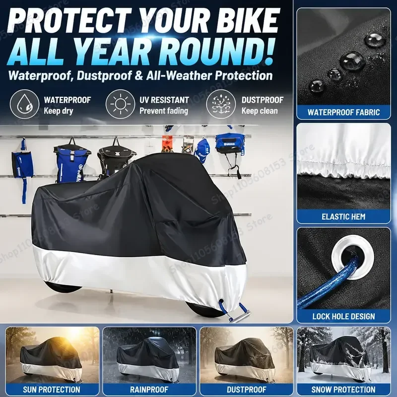 For Yamaha MT-07 Motorcycle Cover Waterproof Dustproof UV Resistant All Weather Outdoor Indoor Scooter Bike Cover Windproof