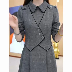 Doll Neck Dress Women Fake Two Pieces Dresses 2024 Spring Autumn New Female Fashion Dress Mujer Vestidos